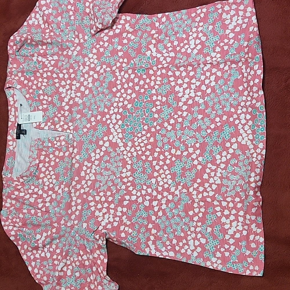 Talbot's Split Neck Floral Print Tee Shirt - Picture 5 of 7